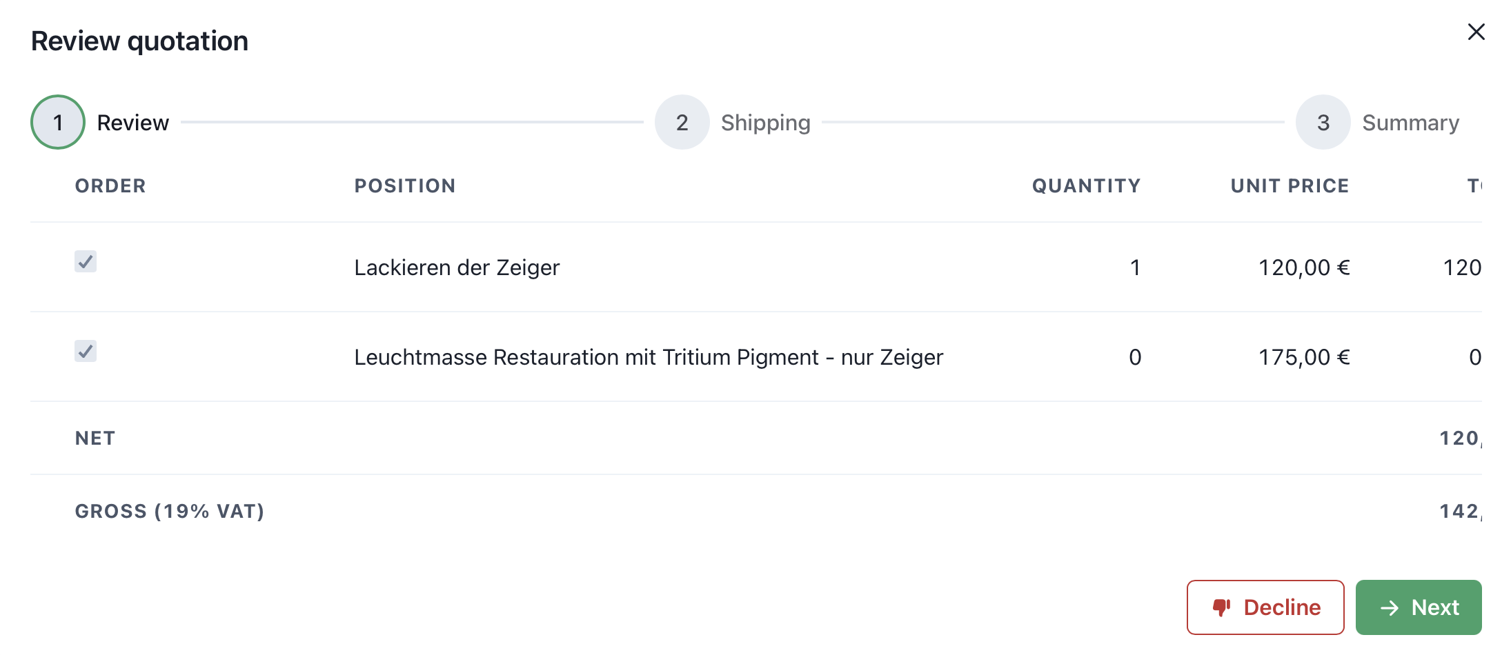 Horoluma Serviceportal, Serviceanfrage stellen